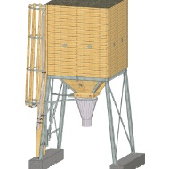 Petit silo avec tube de remplissage en bois de Blumer Lehmann